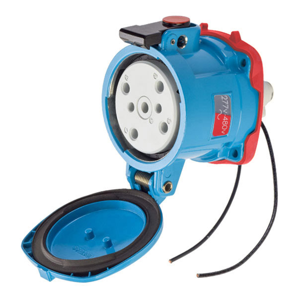 37-64047-972 - DS60 RECEPTACLE METAL BLUE SIZE 4 TYPE 3R 3P+N+G 60A 277/480 VAC 60 Hz +2 AUX